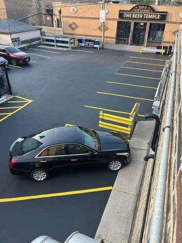 a car parked in front of a building