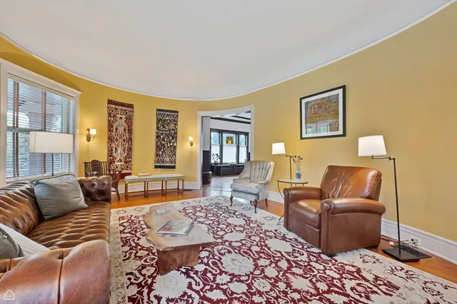 a living room with furniture and a couch