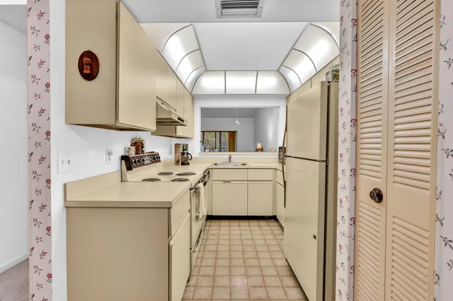 a view of a room with racks on the wall