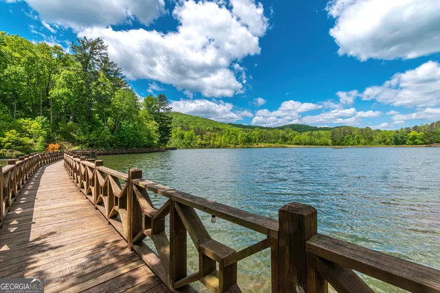 a view of a lake from a balcony