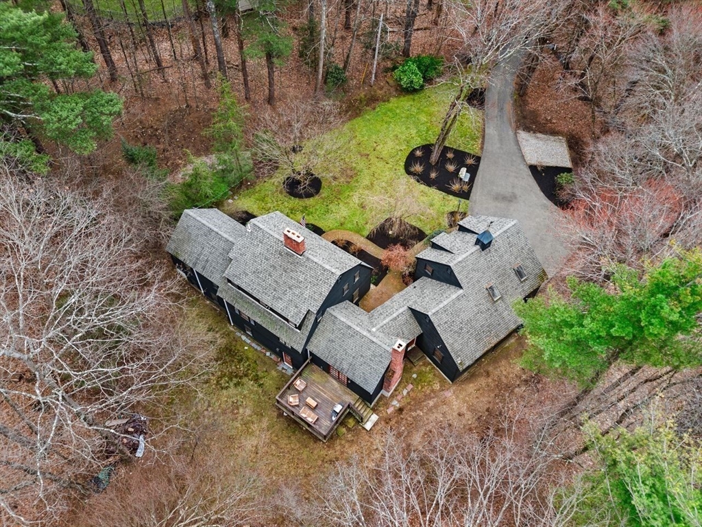 151 Spofford Road Boxford, MA 01921 - Photo 3 of 42 an aerial view of a house with garden space and street view
