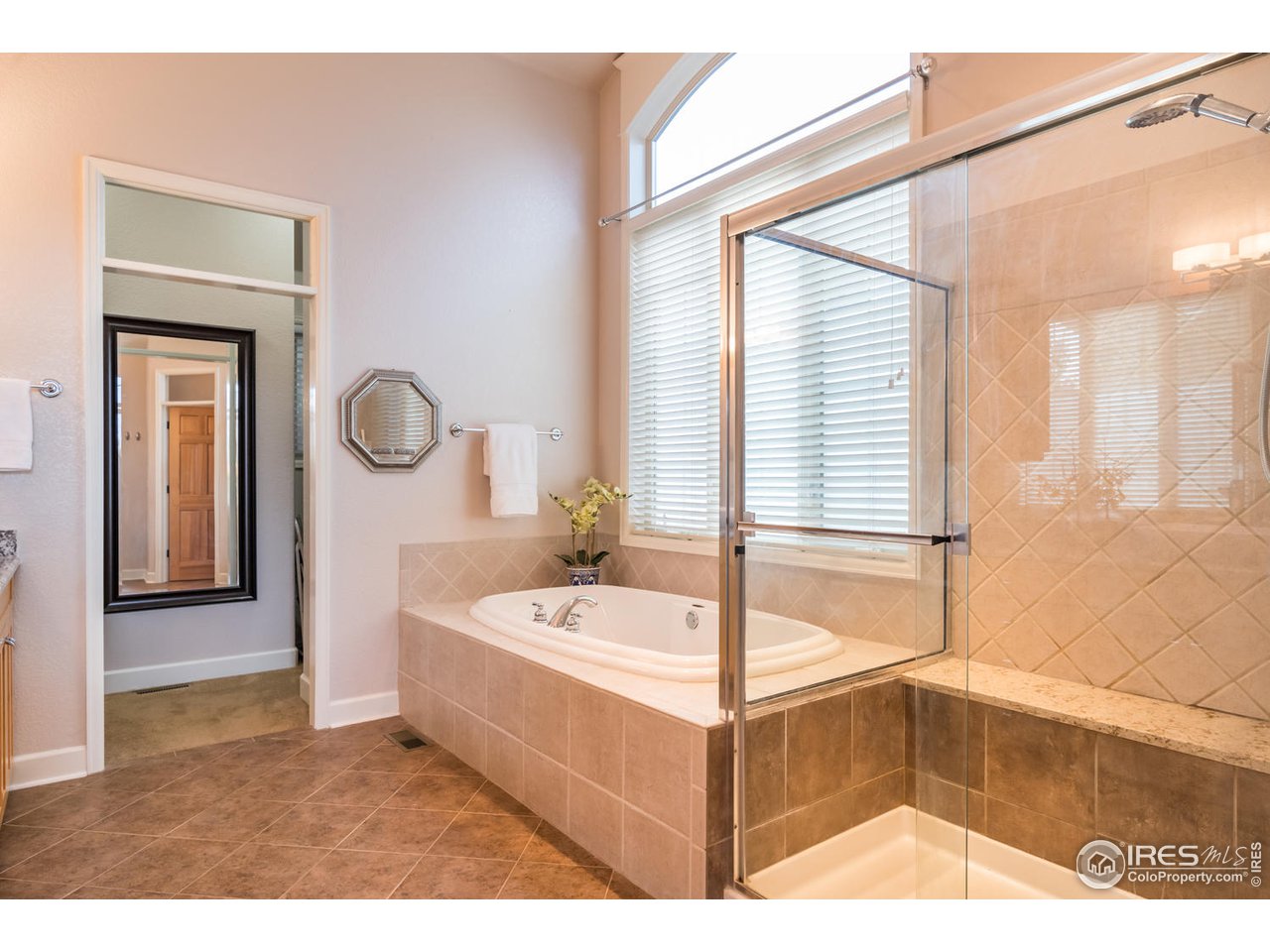 2435 Targhee Point Lafayette, CO 80026 - Photo 21 of 39 a bathroom with a tub a sink and a large mirror
