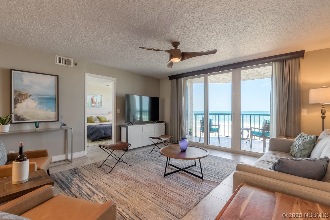 4545 South Atlantic Avenue, Unit 3204 Ponce Inlet, FL 32127 - Photo 34 of 58 a living room with furniture and a large window