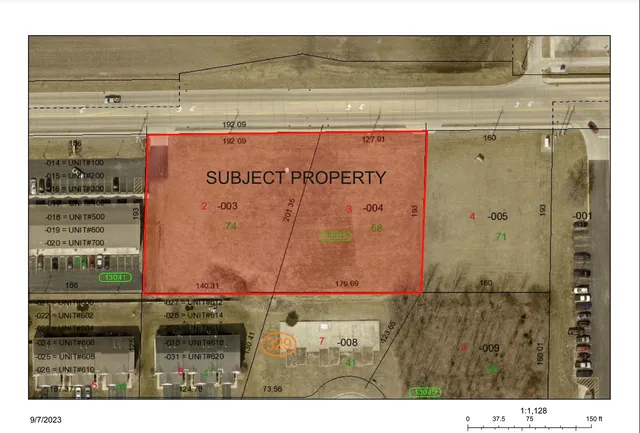 a view of field with tall trees