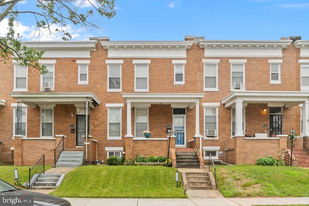 a front view of a building