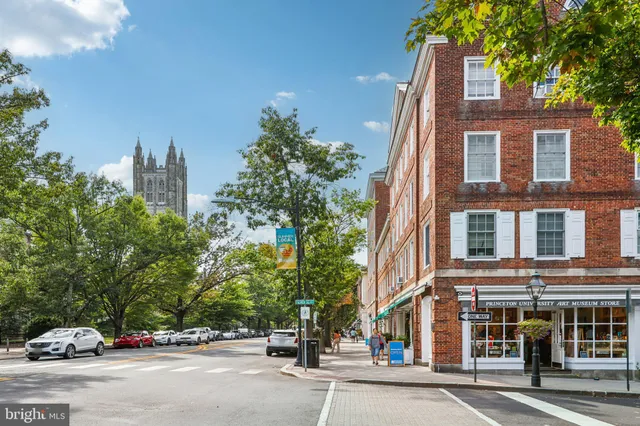 front view of a building with a street