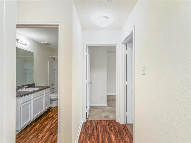 an empty room with closet