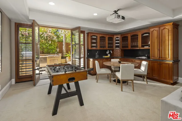 a workspace with furniture window and outside view