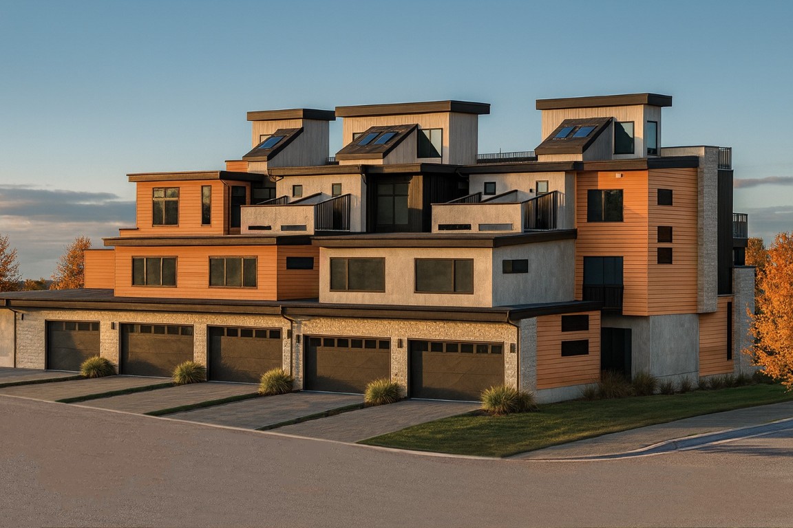 1010 Yampa Street, Unit R3 Steamboat Springs, CO 80487 - Photo 4 of 5 North View - 2-Car Garages with Private Driveways - Fall Photorealistic Rendering