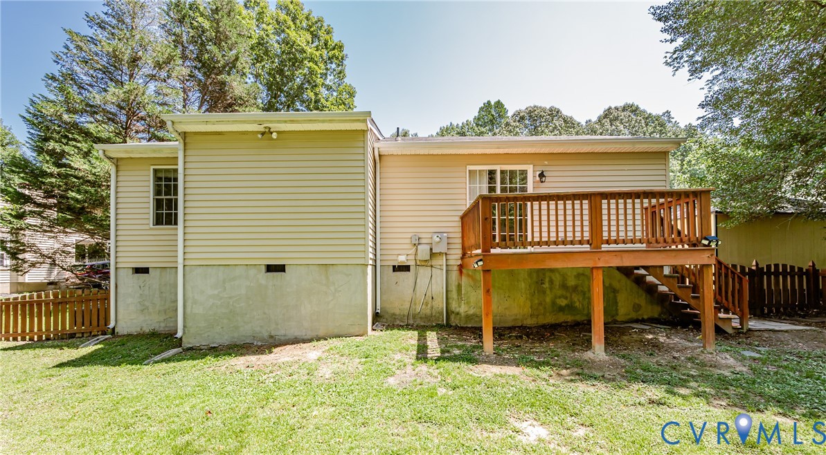 3024 Gregwood Road Midlothian, VA 23112 - Photo 40 of 49 Rear view of house featuring crawl space, a deck,