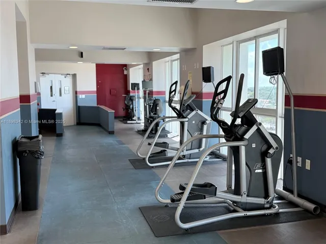 a view of a room with gym equipment