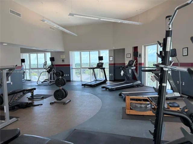 a view of a room with gym equipment