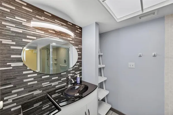 a bathroom with a shower