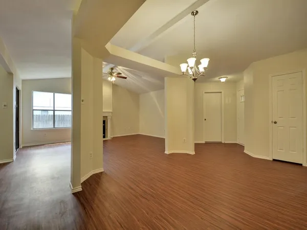a view of a chandelier in a room