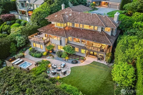 an aerial view of a house