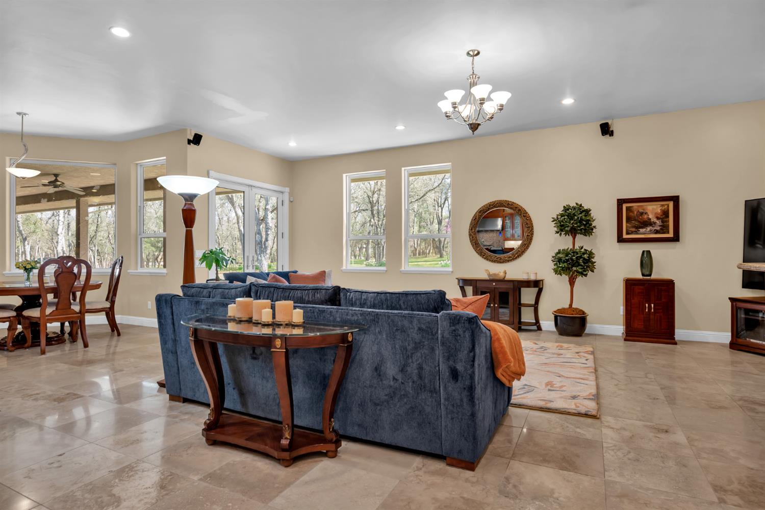 2847 Sierra Vista Road Rescue, CA 95672 - Photo 10 of 69 a living room with fireplace furniture and a large window