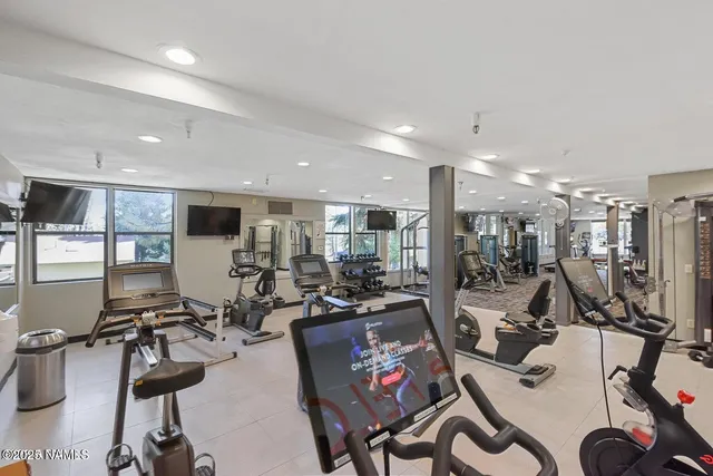 a view of a room with gym equipment