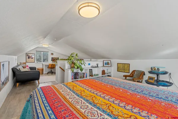 a view of a yard with an ocean view