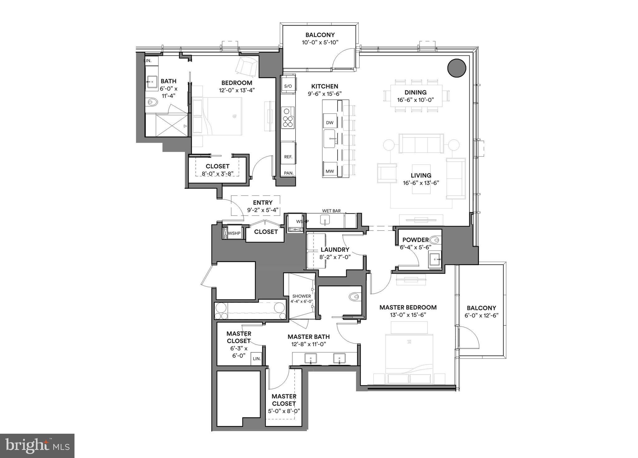 1911 Walnut Street, Unit 3404 Philadelphia, PA 19103 - Photo 37 of 37 a picture of a floor plan