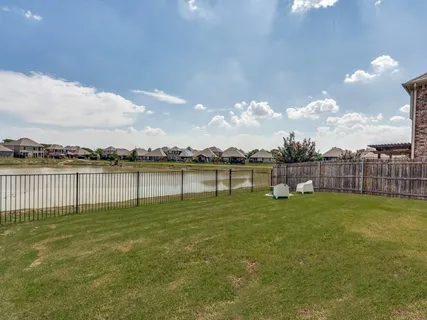 an aerial view of a backyard