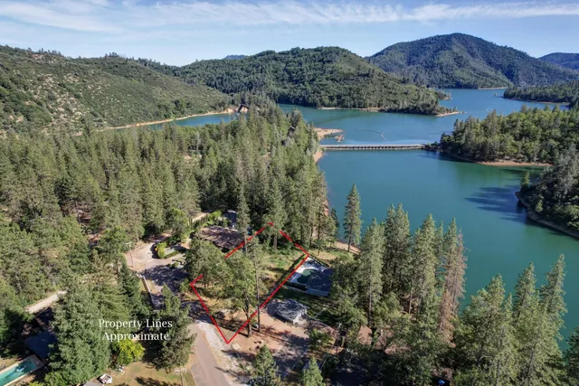 a view of a lake with a mountain