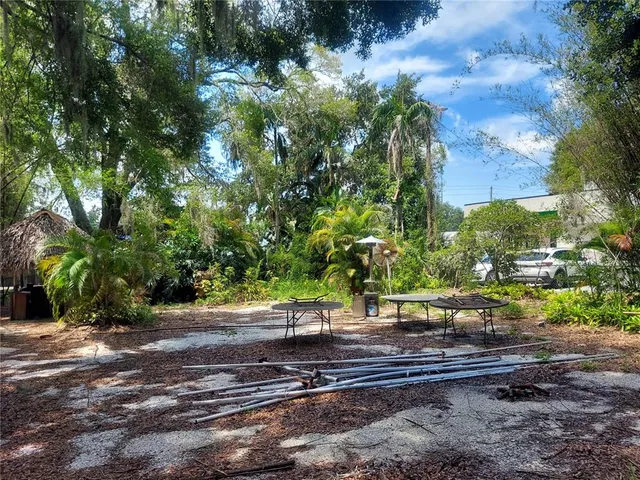 a view of backyard with green space