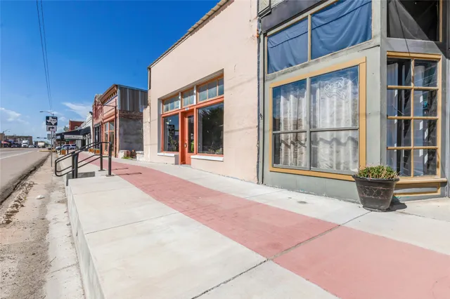 a building with glass door and glass door