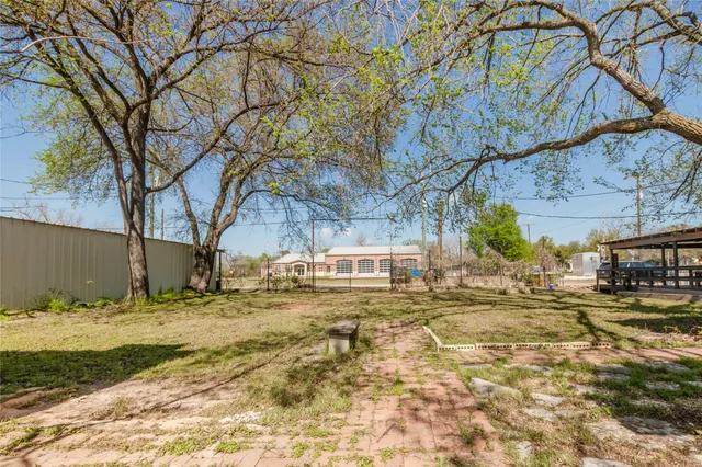 a view of a yard with a tree