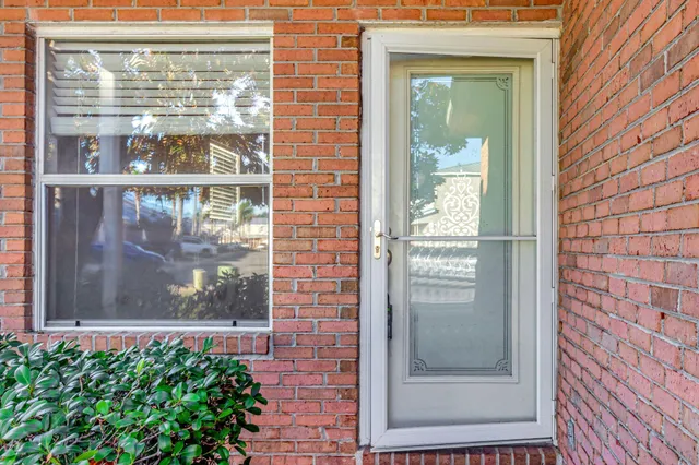 a view of a glass door with a glass door