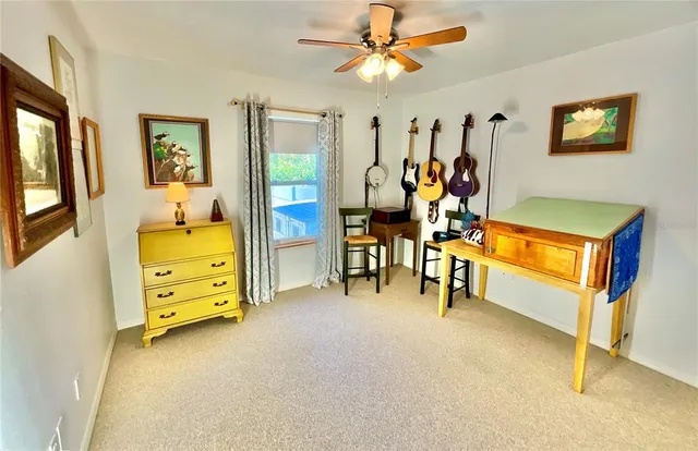 a view of a garage with furniture