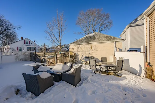 a view of a terrace with furniture
