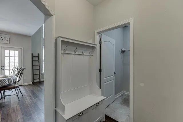 a view of a room with a window