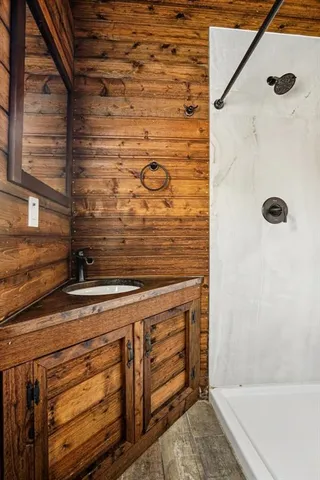 a bathroom with a shower
