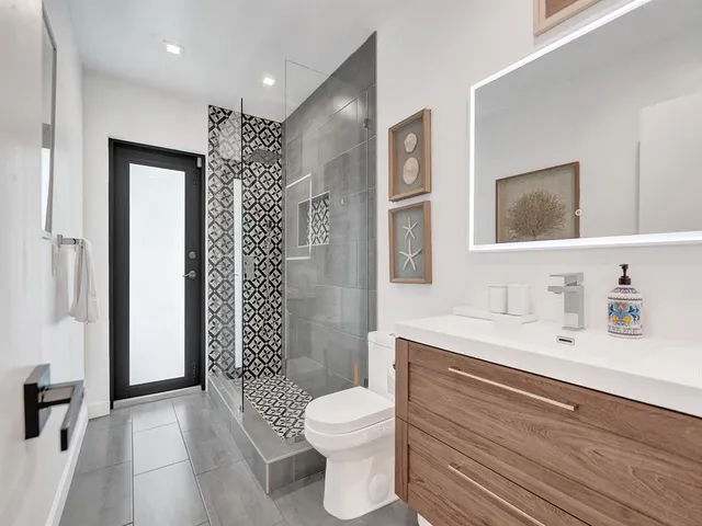 a bathroom with a shower