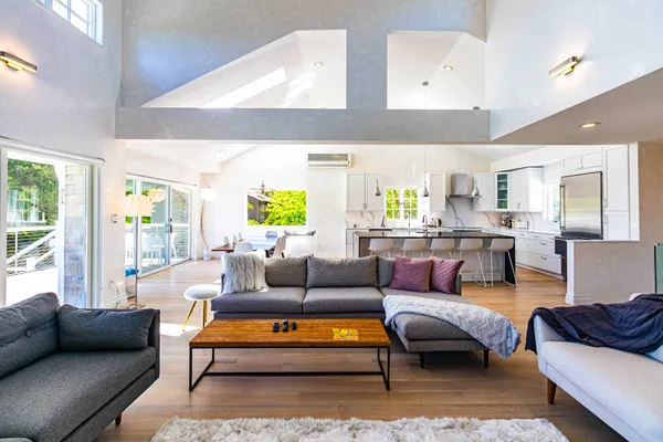 a living room with furniture and a couch