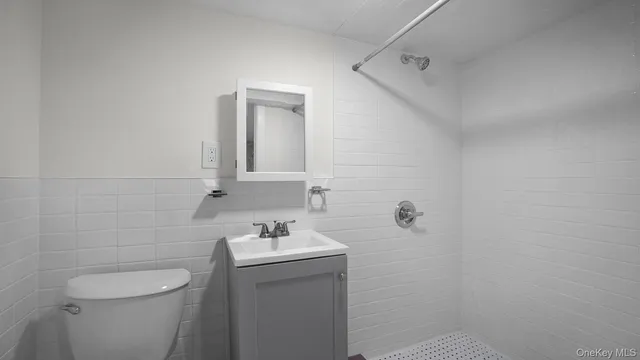 a bathroom with a sink toilet and mirror