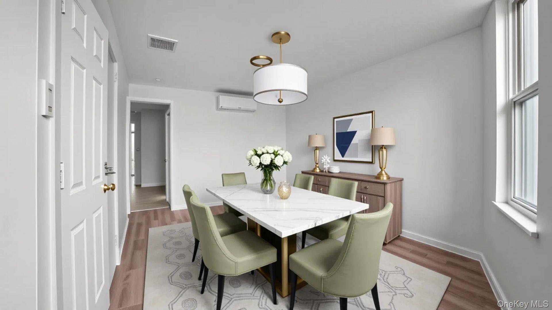 681 Rhinelander Avenue Bronx, NY 10462 - Photo 2 of 30 Dining room with dark wood-type flooring and a wall unit AC