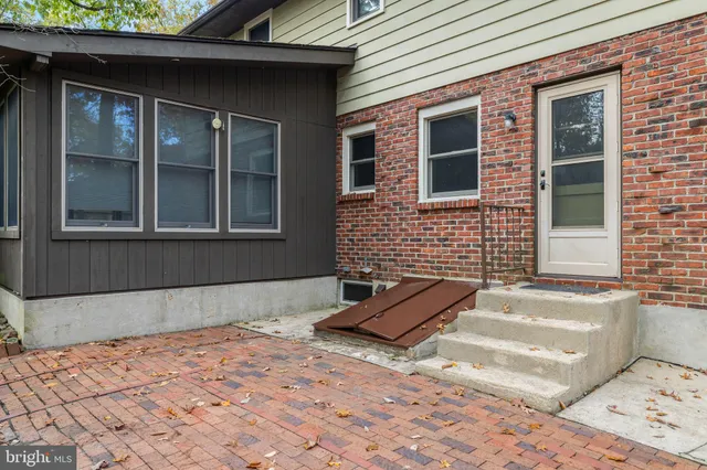 a view of a backyard with a large tree