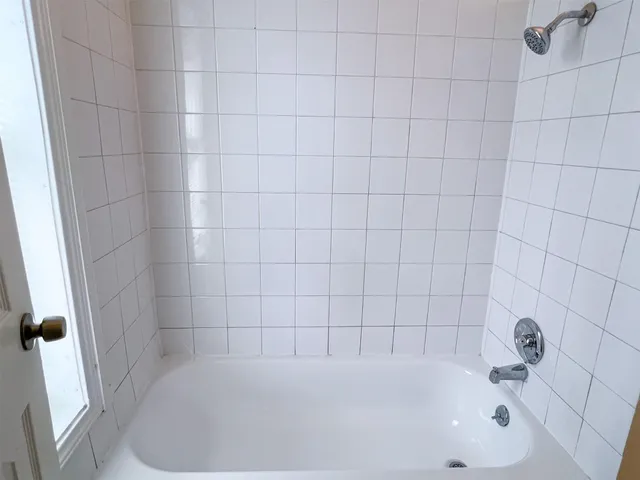 a bathroom with a bathtub