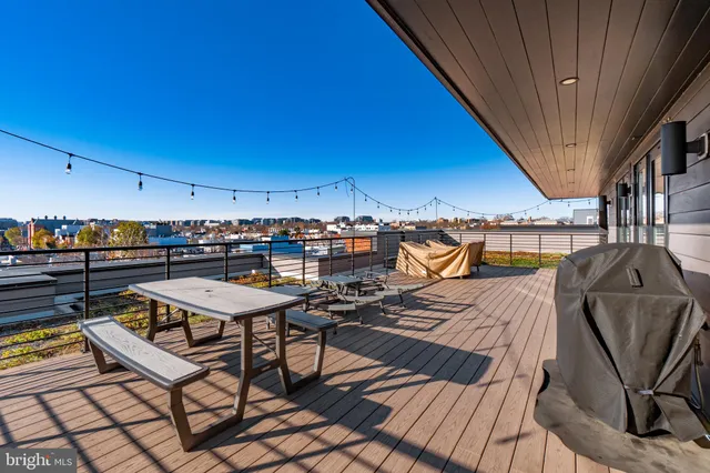 a view of a terrace with seating area