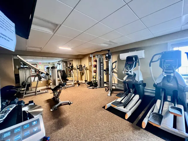 a view of a room with gym equipment