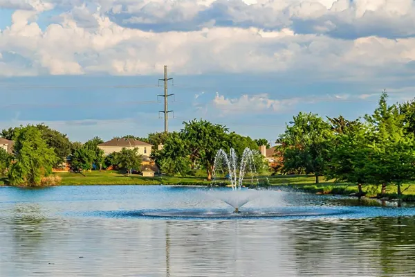 a view of a lake with houses