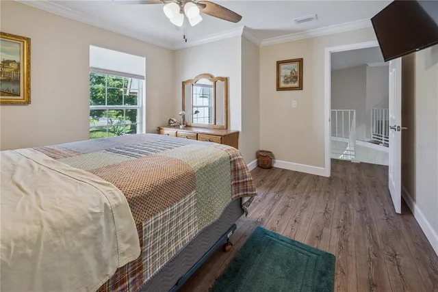 a view of outdoor space with deck and wooden floor