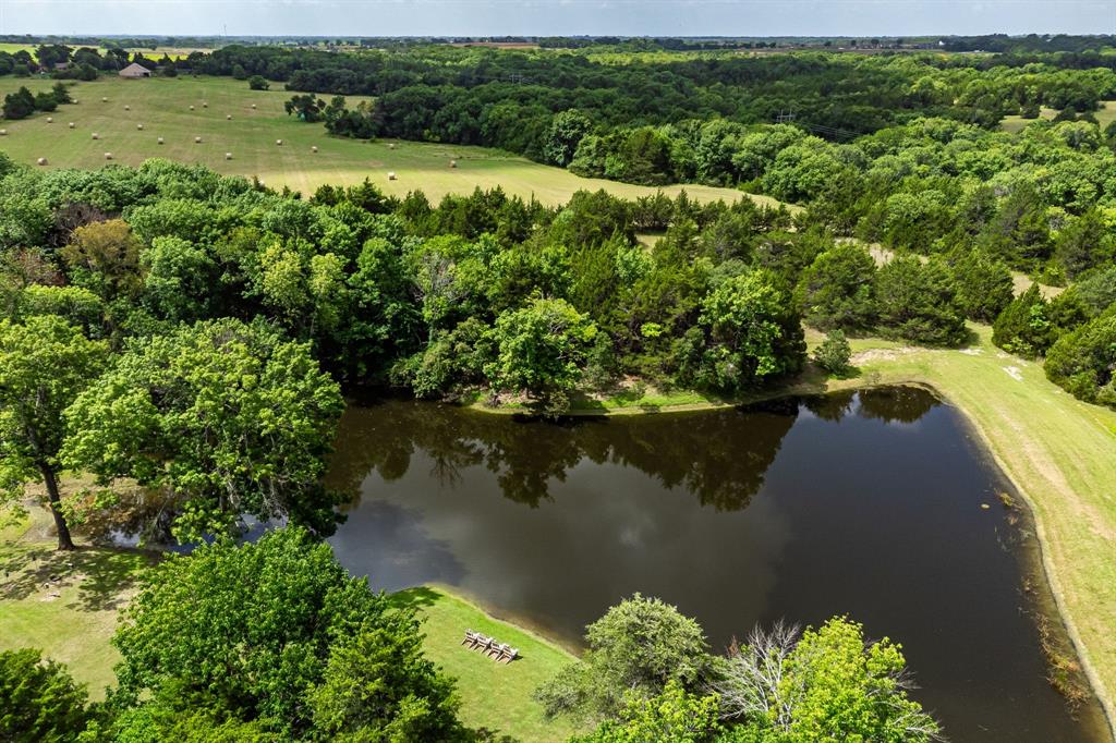 919 Harrell Road Howe, TX 75459 - Photo 11 of 40 Aerial view of the lake showing the trees, groomed grounds.