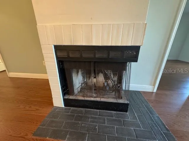 a closeup of a fireplace