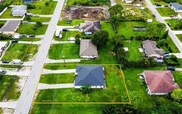 an aerial view of a house