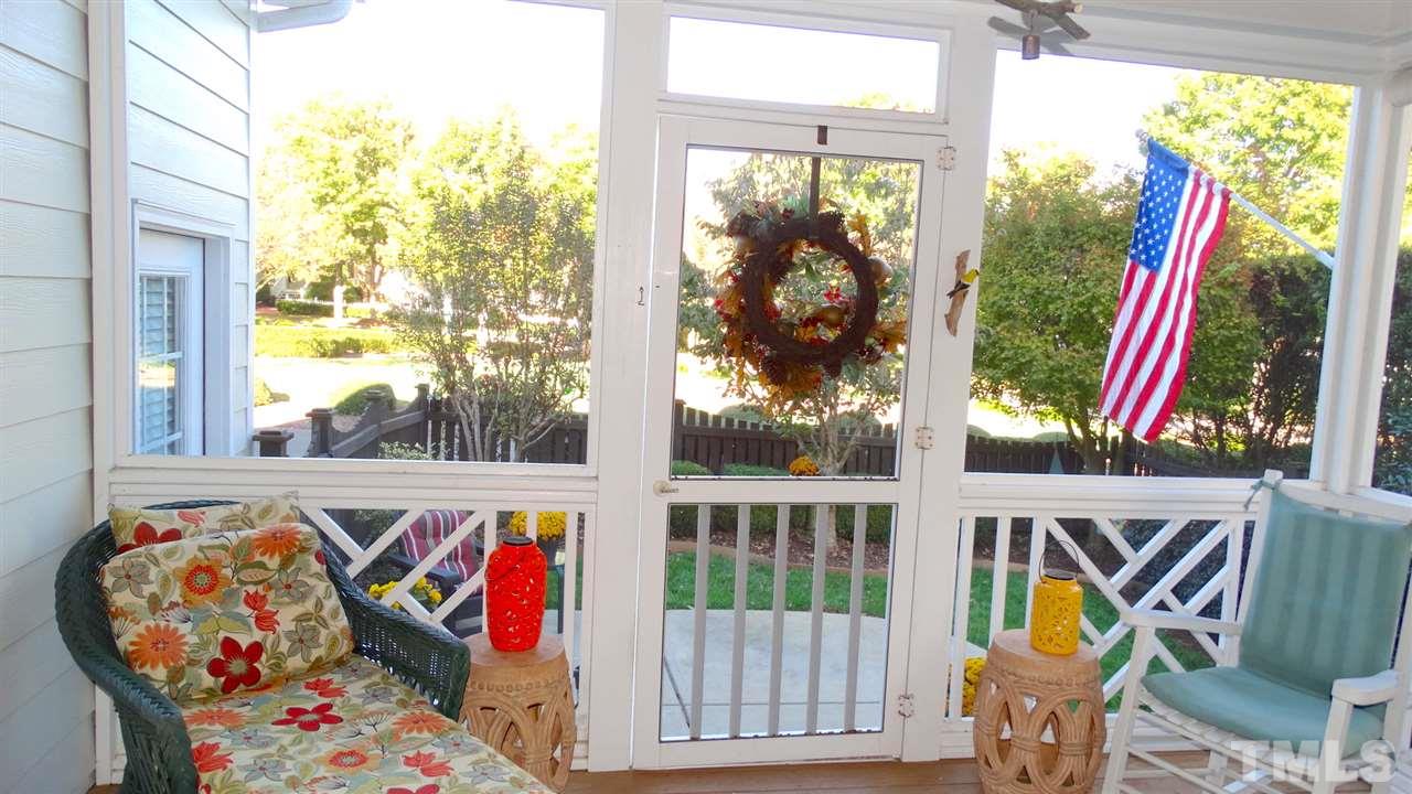 10335 Evergreen Spring Place Raleigh, NC 27614 - Photo 25 of 25 Delightful Screened Porch leads from Breakfast Room out to Back Patio. Great floorplan! Enjoy evenings overlooking the Garden Green on Hornbeck Ct. in the back. Sip your favorite beverage without the worry of insects.