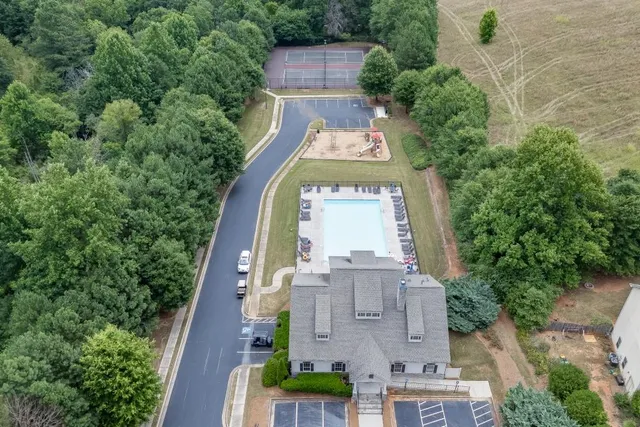 an aerial view of a house