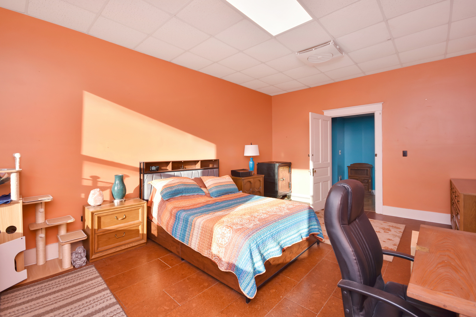 113 North Kickapoo Street Lincoln, IL 62656 - Photo 15 of 48 a bedroom with a bed chair and dresser