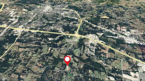 an aerial view of a backyard